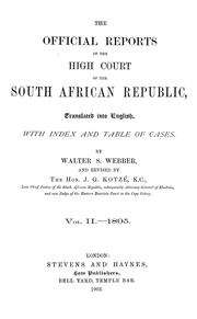 Cover of: The Official reports of the High Court of the South African Republic