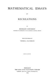 Cover of: Mathematical essays and recreations by Hermann Cäsar Hannibal Schubert