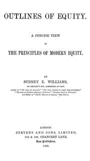 Cover of: Outlines of equity: a concise view of the principles of modern equity