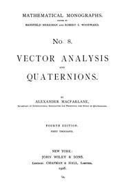 Cover of: Vector analysis and quaternions by Alexander Macfarlane