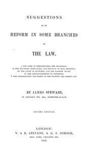 Cover of: Suggestions as to reform in some branches of the law