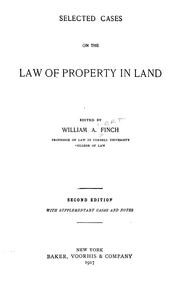 Cover of: Selected cases on the law of property in land