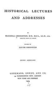 Cover of: Historical lectures and addresses