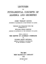 Cover of: Lectures on fundamental concepts of algebra and geometry