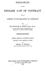 Cover of: Principles of the English law of contract and of agency in its relation to contract