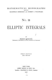 Cover of: Elliptic integrals by Harris Hancock, Harris Hancock