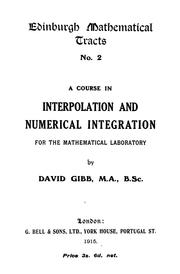 Cover of: A course in interpolation and numerical integration for the mathematical laboratory