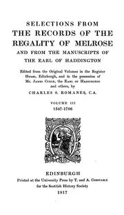Cover of: Selections from the records of the regality of Melrose
