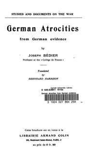 Cover of: German atrocities from German evidence