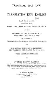 Transvaal gold law by Sydney Hilton Barber