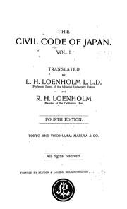 Cover of: The civil code of Japan by Japan.