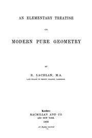 Cover of: An elementary treatise on modern pure geometry