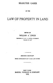 Cover of: Selected cases on the law of property in land