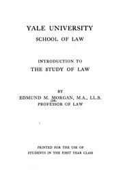 Cover of: Introduction to the study of law by Edmund Morris Morgan