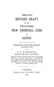 Cover of: Second revised draft of the proposed new Criminal Code of Japan