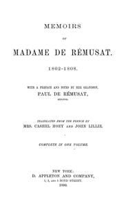Cover of: Memoirs of Madame de Rémusat: 1802-1808