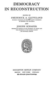 Cover of: Democracy in reconstruction by Joseph Schafer, Frederick Albert Cleveland