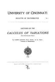 Cover of: Lectures on the calculus of variations (the Weierstrassian theory)
