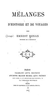 Cover of: Mélanges d'histoire et de voyages by Ernest Renan
