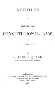 Cover of: Studies in Australian constitutional law