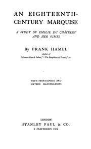 Cover of: An eighteenth century marquise by Frank Hamel