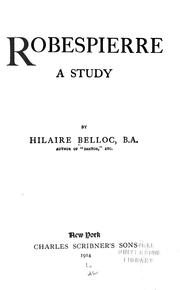 Cover of: Robespierre by Hilaire Belloc