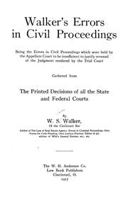 Cover of: Walker's errors in civil proceedings by Walker, W. S.