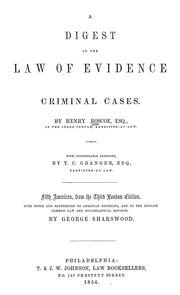 Cover of: A digest of the law of evidence in criminal cases