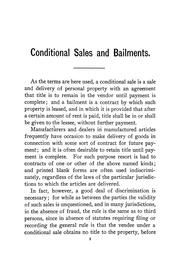 Cover of: Conditional sales and bailments: with forms