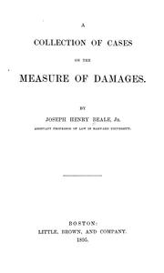 Cover of: A collection of cases on the measure of damages