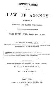 Cover of: Commentaries on the law of agency as a branch of commercial and maritime jurisprudence by Story, Joseph