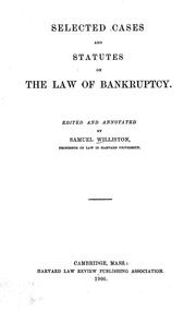 Cover of: Selected cases and statutes on the law of bankruptcy