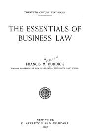 Cover of: The essentials of business law