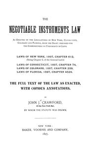 Cover of: The negotiable instruments law by John J. Crawford, John J. Crawford