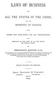 Cover of: Laws of business for all the states of the Union and the Dominion of Canada: with forms and directions for all transactions and abstracts of the laws of all the states on various topics