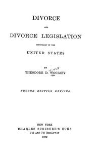 Cover of: Divorce and divorce legislation: especially in the United States