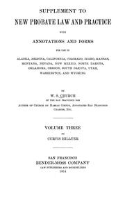 Cover of: Supplement to New probate law and practice: with annotations and forms : for use in Alaska, Arizona, California, Colorado, Idaho, Kansas, Montana, Nevada, New Mexico, North Dakota, Oklahoma, Oregon, South Dakota, Utah, Washington, and Wyoming