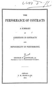 Cover of: The performance of contracts: a summary of conditions in contracts and impossibility of performance