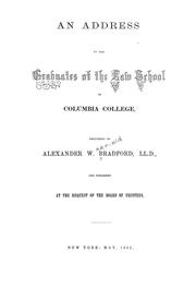 Cover of: An address to the graduates of the Law School of Columbia college