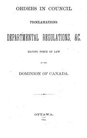 Cover of: Orders in council by Canada