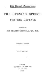 Cover of: The Parnell commission: The opening speech for the defence
