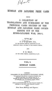 Russian and Japanese prize cases by Cecil James Barrington Hurst