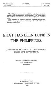 Cover of: What has been done in the Philippines by Bureau of Insular Affairs, War Department, Washington.