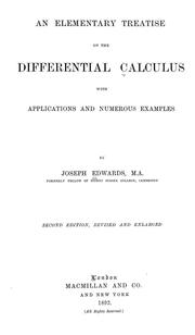 Cover of: An elementary treatise on the differential calculus: with applications and numerous examples