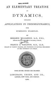 Cover of: An elementary treatise on dynamics by Williamson, Benjamin