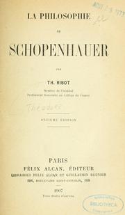 Cover of: La philosophie de Schopenhauer by Théodule Armand Ribot
