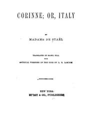 Cover of: Corinne: or, Italy