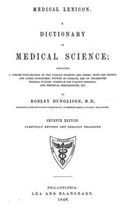 Cover of: A dictionary of medical science ... by Robley Dunglison