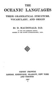 Cover of: The Oceanic languages by Donald MacDonald