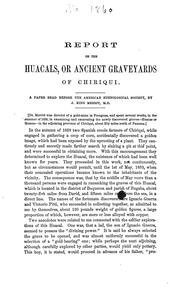 Cover of: Report on the huacals, or ancient graveyards of Chiriqui: A paper read before the American ethnological society